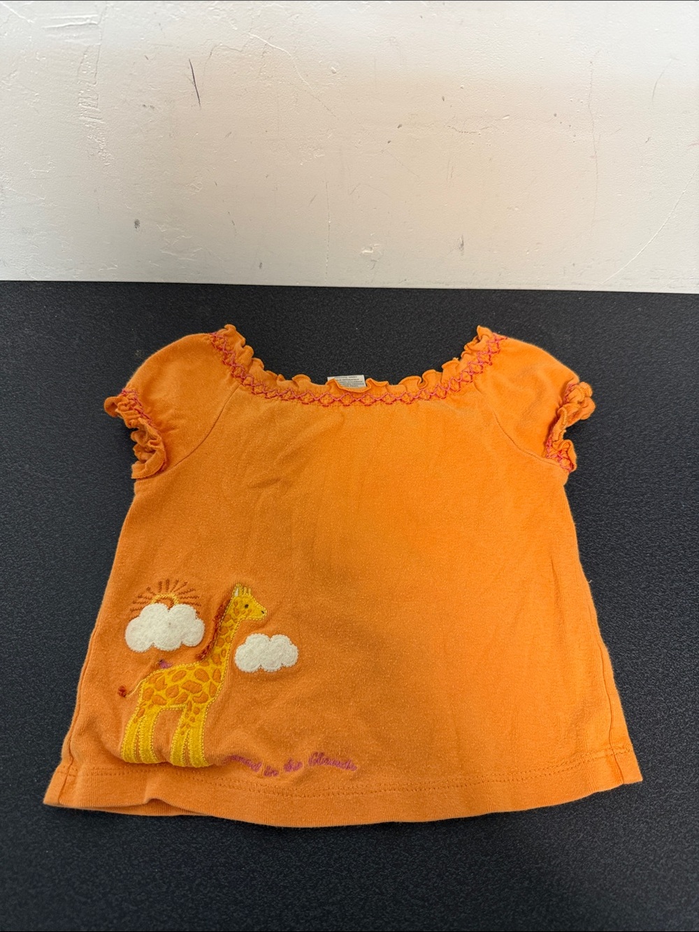 Gymboree Orange Short-Sleeve Top with Giraffe Appliqué